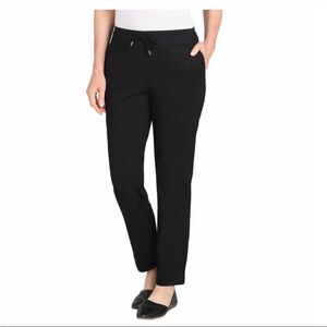 Dalia Black Straight-Leg Drawstring Pull-On Pants